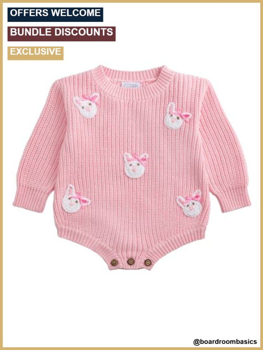 Baby Girl 100% Cotton Bunny Sweater Bubble Long Sleeve